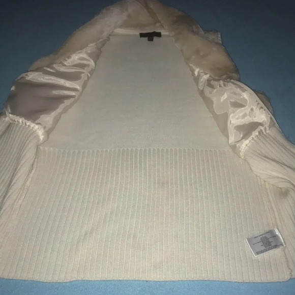 GLO jeans faux fur and knit zip up sleeveless vest cream colored Y2K size L - Picture 3 of 7